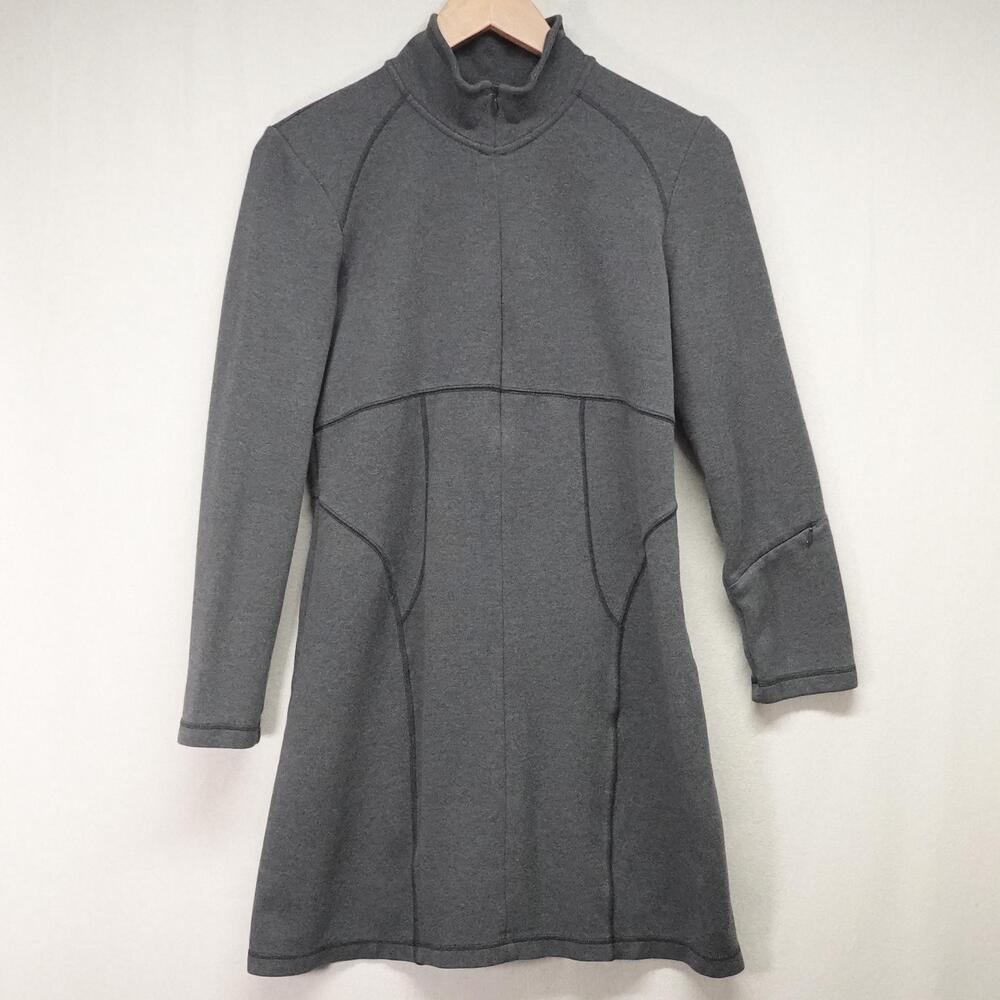 Athleta Dress Petite Medium Gray Knit Cassidy Zip Up Stretch